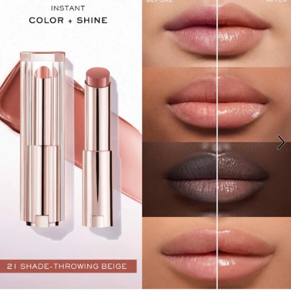 Lancome SHADE THROWING BEIGE Lip Idôle Squalane-12 Butterglow Hydrating Lip Balm - Picture 2 of 2